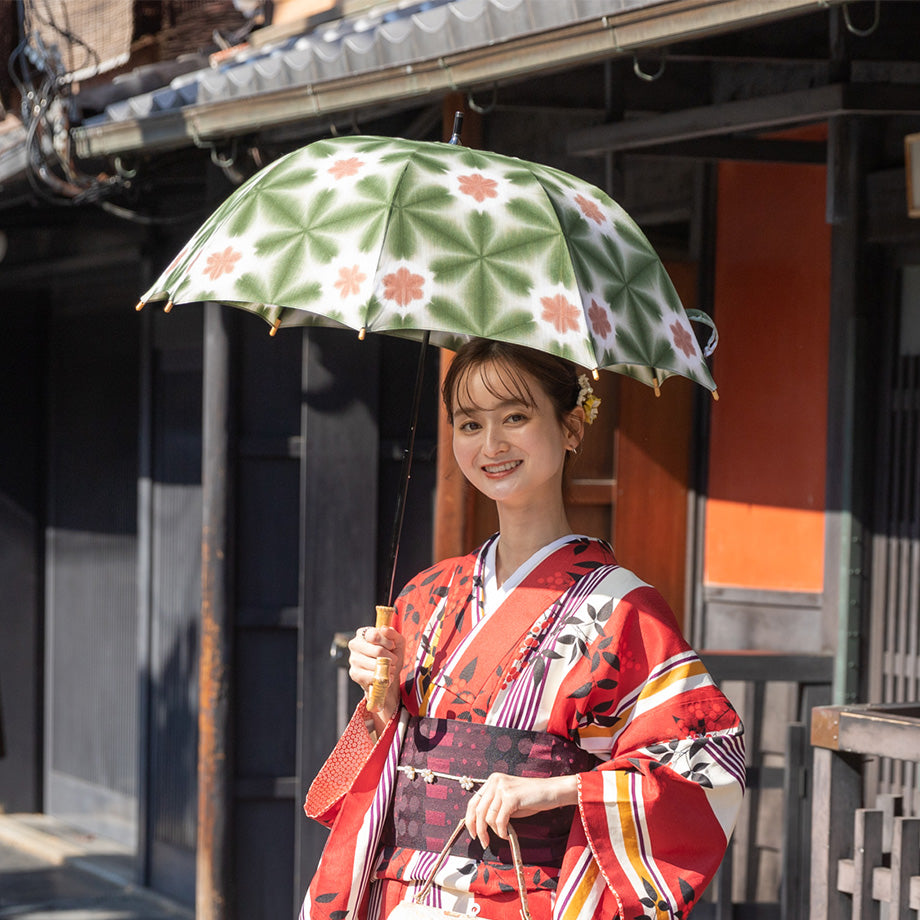 Kadono Bleached Dyeing Co., Ltd. parasol Modern Japanese Parasol Matcha Cotton Women JAPAN